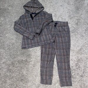 Janie and Jack Gray Plaid Hoodie and Pants Set